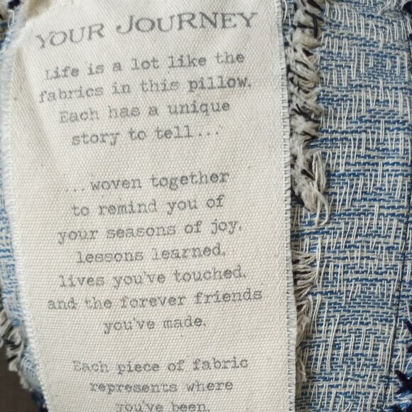 'DEMDACO' NWT 'YOUR JOURNEY' Pillow Indigo mixed media - Picture 7 of 16